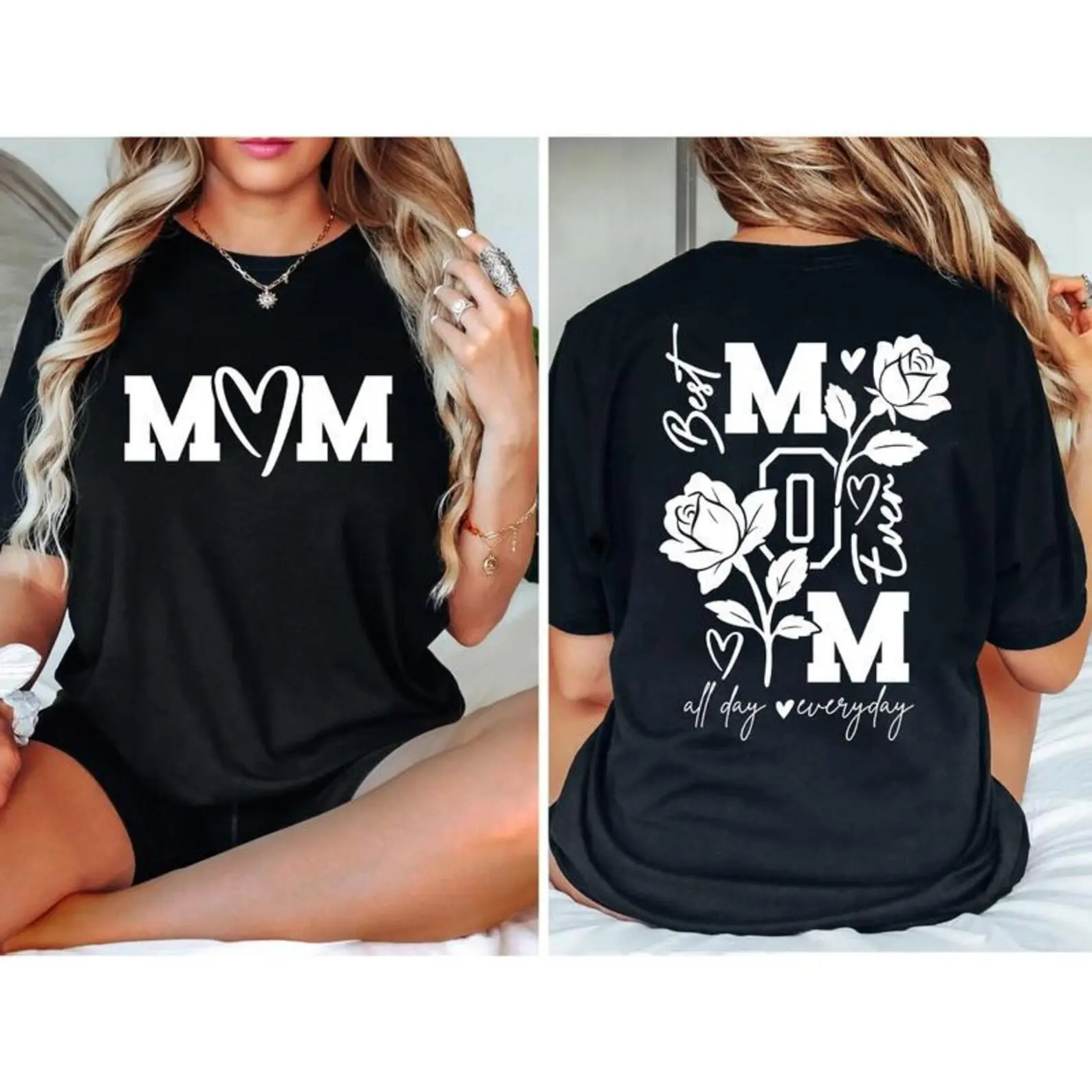 Double-Sided Print! Oversized 100% Cotton Mom Tee - Cool Mom Club, Great Mother’s Day Gift