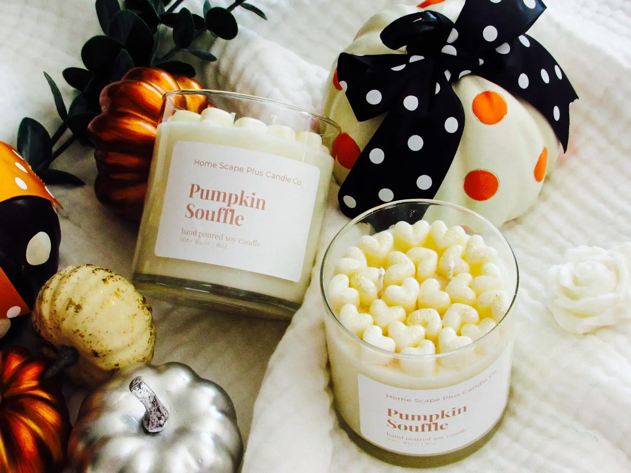 Pumpkin Souffle Candle with Hearts Decor Fragrance