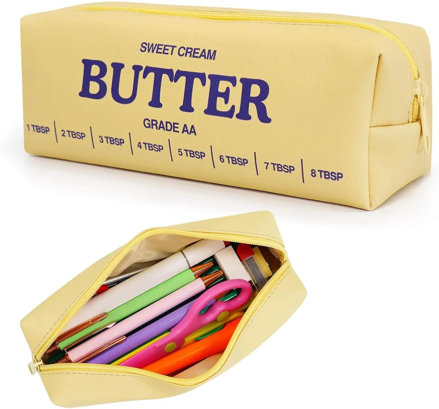 Funny Butter Sticks Soft Pencil Case Pouch College School Supplies, Pencil Box with Zipper for Teen Girls Boys Women Men Adults, Pen Bag Back to School Essentials Stationary Gift for Student Teacher Gift