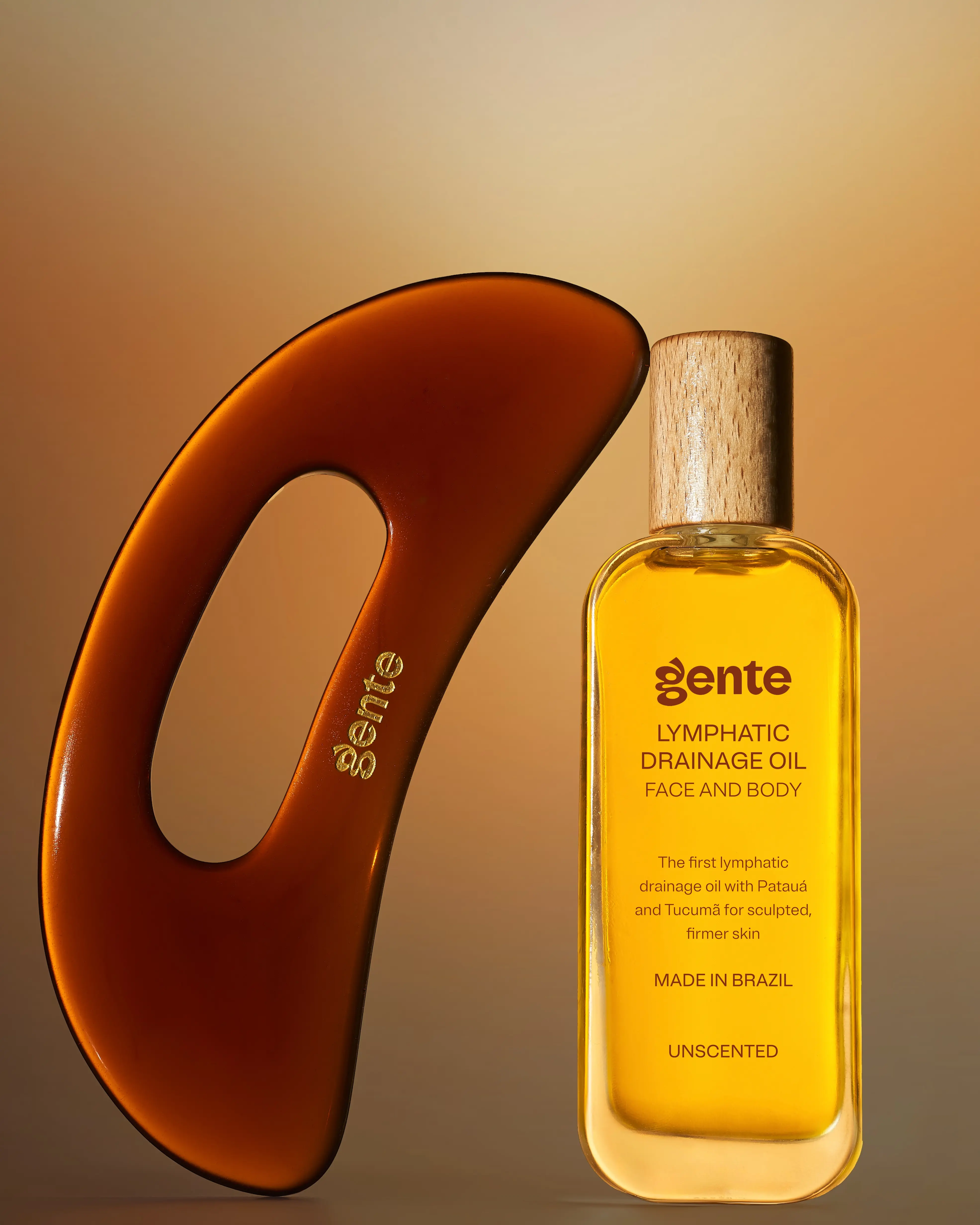Gente Beauty | Lymphatic Drainage Body Oil + Gua Sha / Amazonian Body Oil & Gua Sha Tool