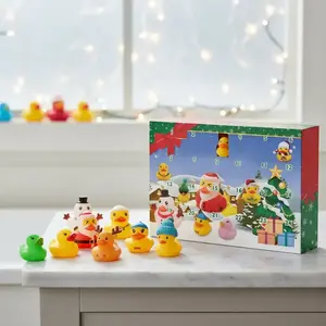 Advent Calendar, 24 Christmas Holiday Bath Rubber Ducks, Rubber Material, Smooth and Burr-Free Exterior, Christmas 24 Days Countdown Advent Calendar for Any Holiday or Occasion