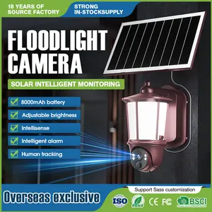 3MP HD Solar Security Cameras Wireless Outdoor with Light, Street Light ,Porch Floodlight Camera with Color Night Vision & Motion Detection, 2-Way Talk, Alarm, WaterProof, Take Photos and Record Videos