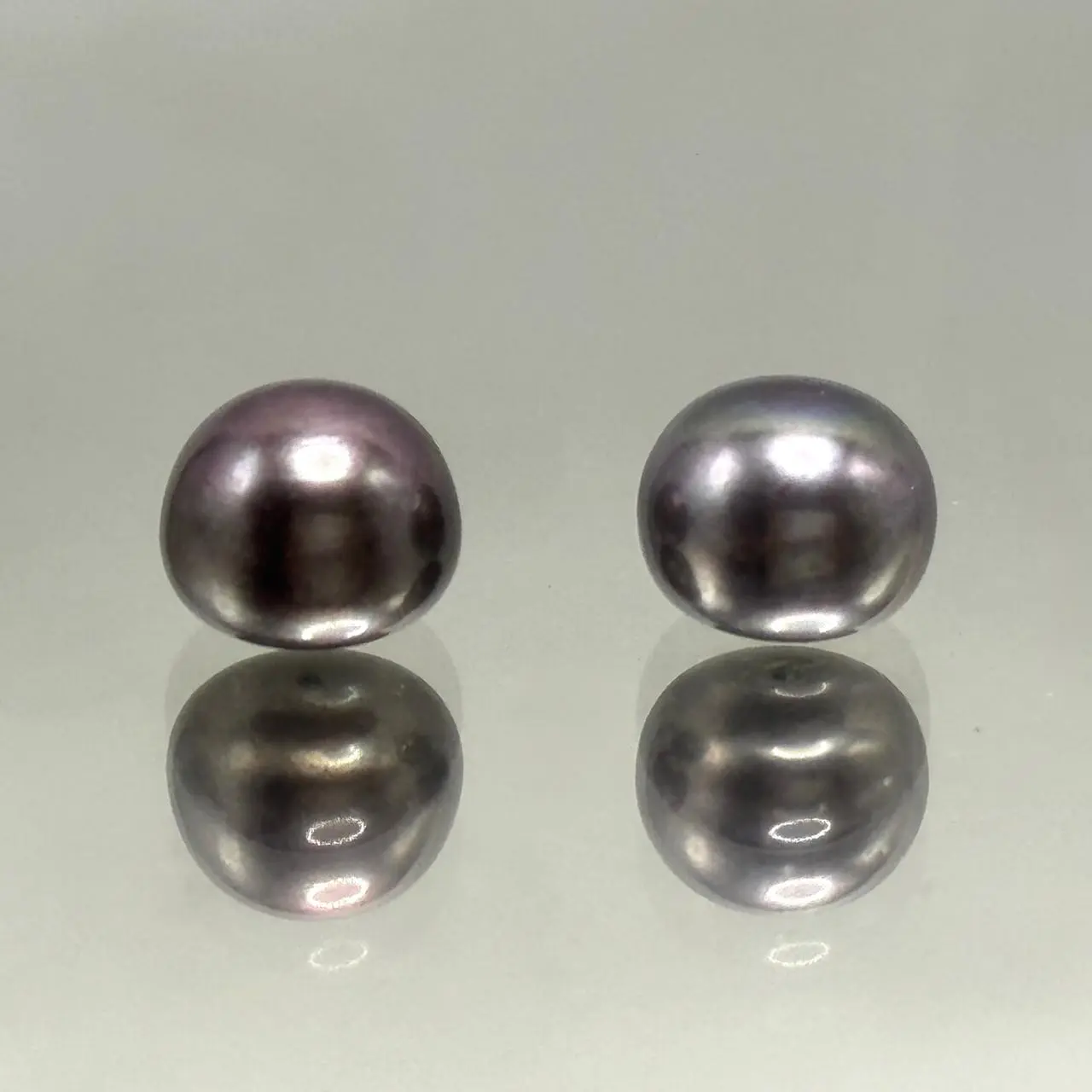 Freshwater Pearl 9.50mm Button/Rondelle Plain Smooth 2 Piece 10.60 Carats VVS2 Clarity Grey Color Drilled Pearly Luster Jewelry Making June Birthstone
