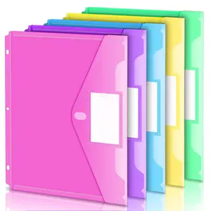 A4 Colored Document Organizer Folder with PP Adhesive Fasteners Labeled File Pocket for Office Supplies