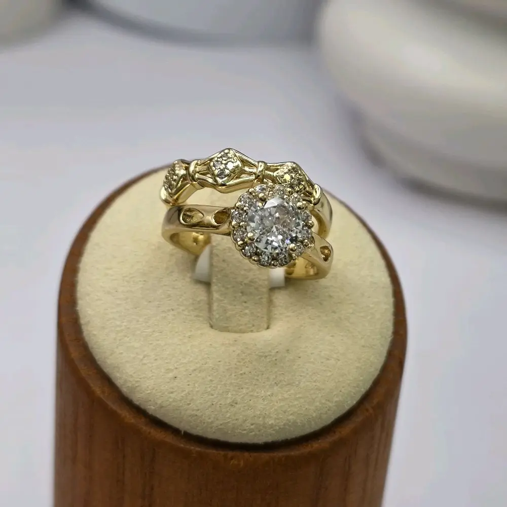 # 0307 14k Gold Plated High-Quality Diamond Engagement Ring