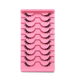 10 Pairs Half Eye Super Natural Curled Fluffy Thin False Eyelashes, Daily Style 11mm, Non-Toxic Solid Form, No Flammable Liquid, High Quality Eyelashes