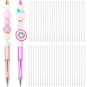 50 count Metal Blank Bars for Beadable Pens, Rust-Resistance Stainless Steel Beaded Rods Replacement Beadpen Bar Extender Parts for DIY Pens Repair Craft Making Supplies 4.61 inches
