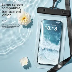 Waterproof phone case with lanyard, suitable for large capacity phone case 7.5 inches, suitable for iPhone/Galaxy, suitable for diving, swimming phone case