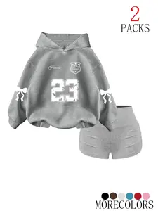 Women's Fall Winter Hooded Sweatshirt Outfit, Warm Drawstring Fitted Pullover with Pocket Design, Fashionable Casual Wear for Daily Use, Womenswear