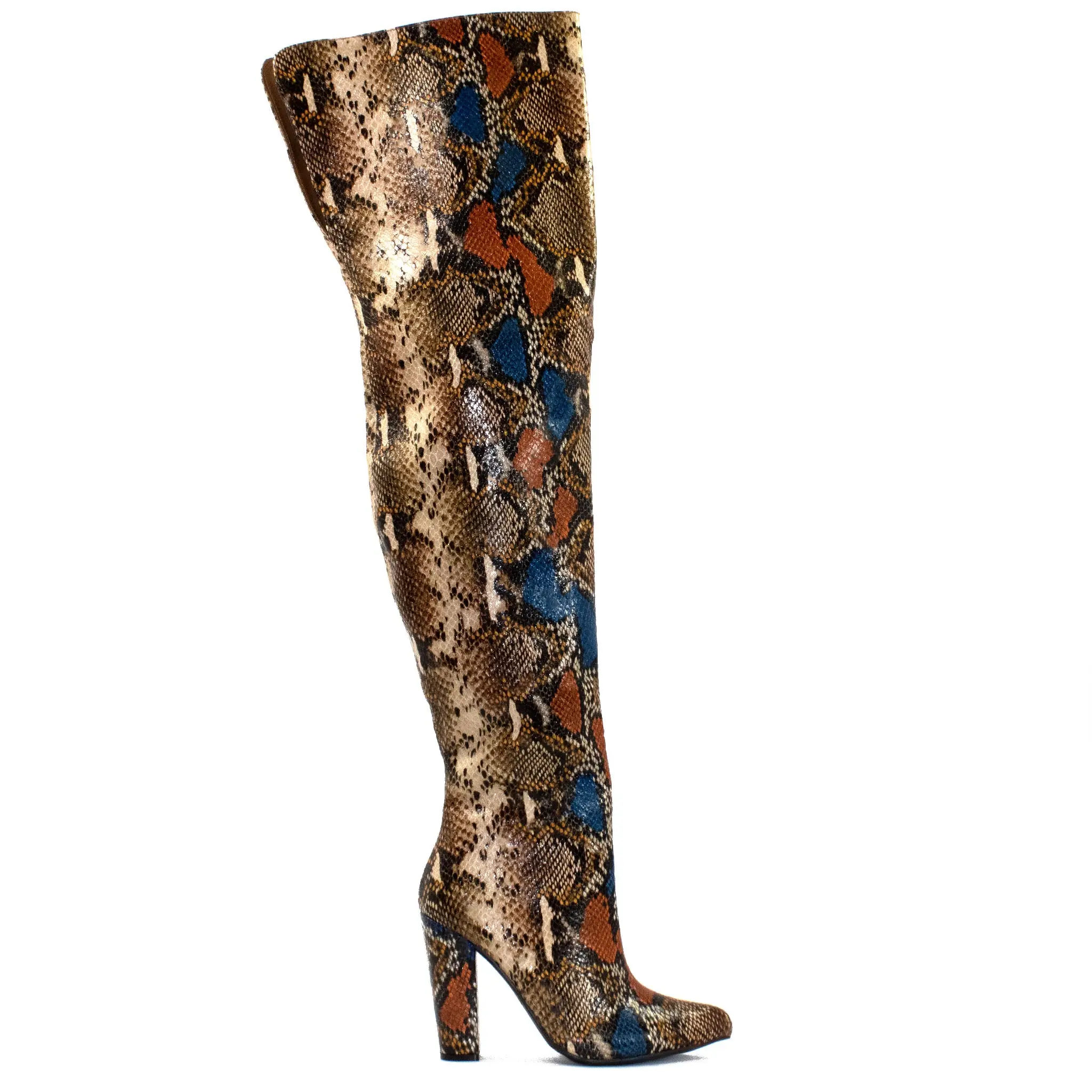 ODESSA Block Heel Thigh Boots - Tan