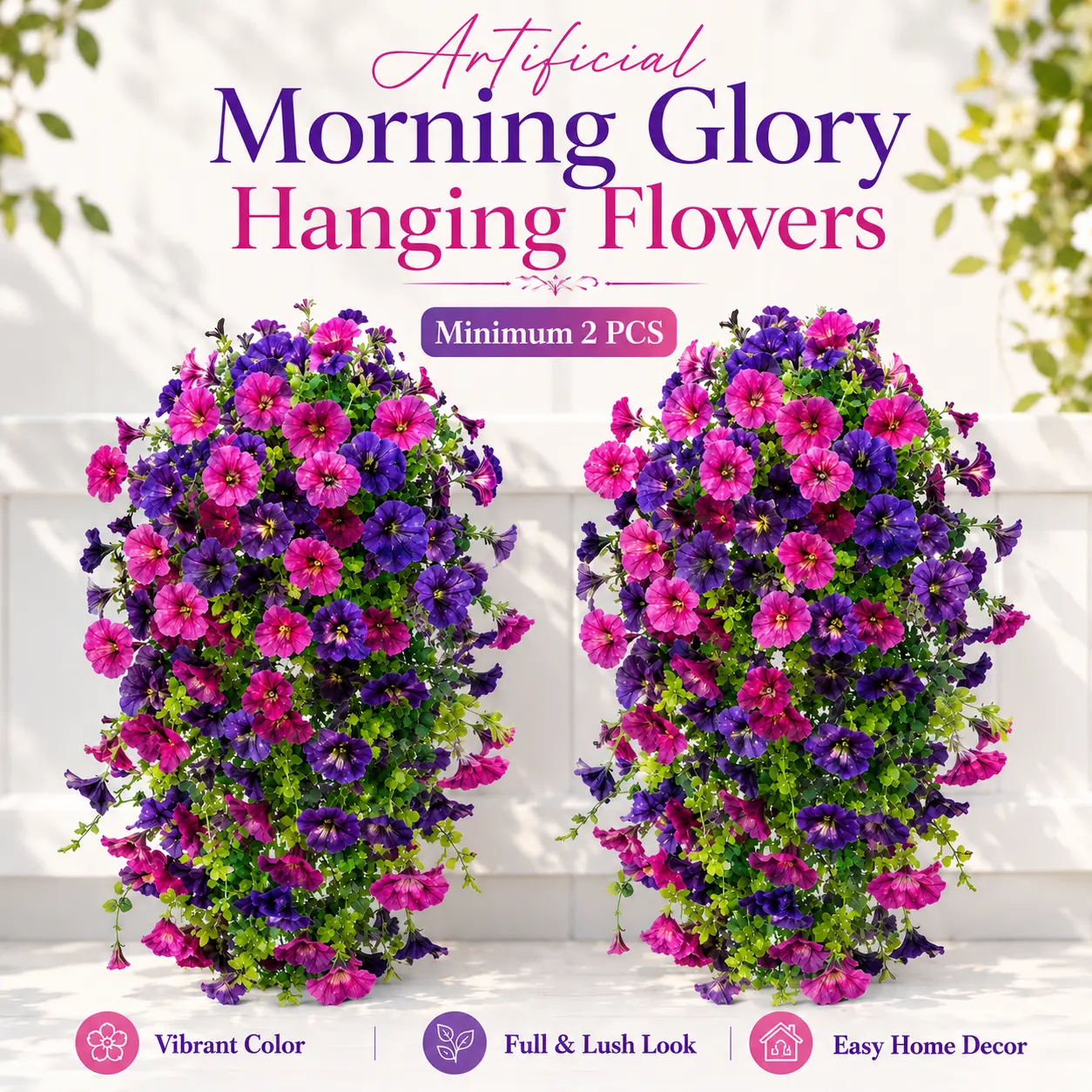 Artificial Hanging Flower Arrangements, 2/4/6/8 PCS, for Indoor & Outdoor Home Decor (Home Supplies, Decorative Artificial Flowers)