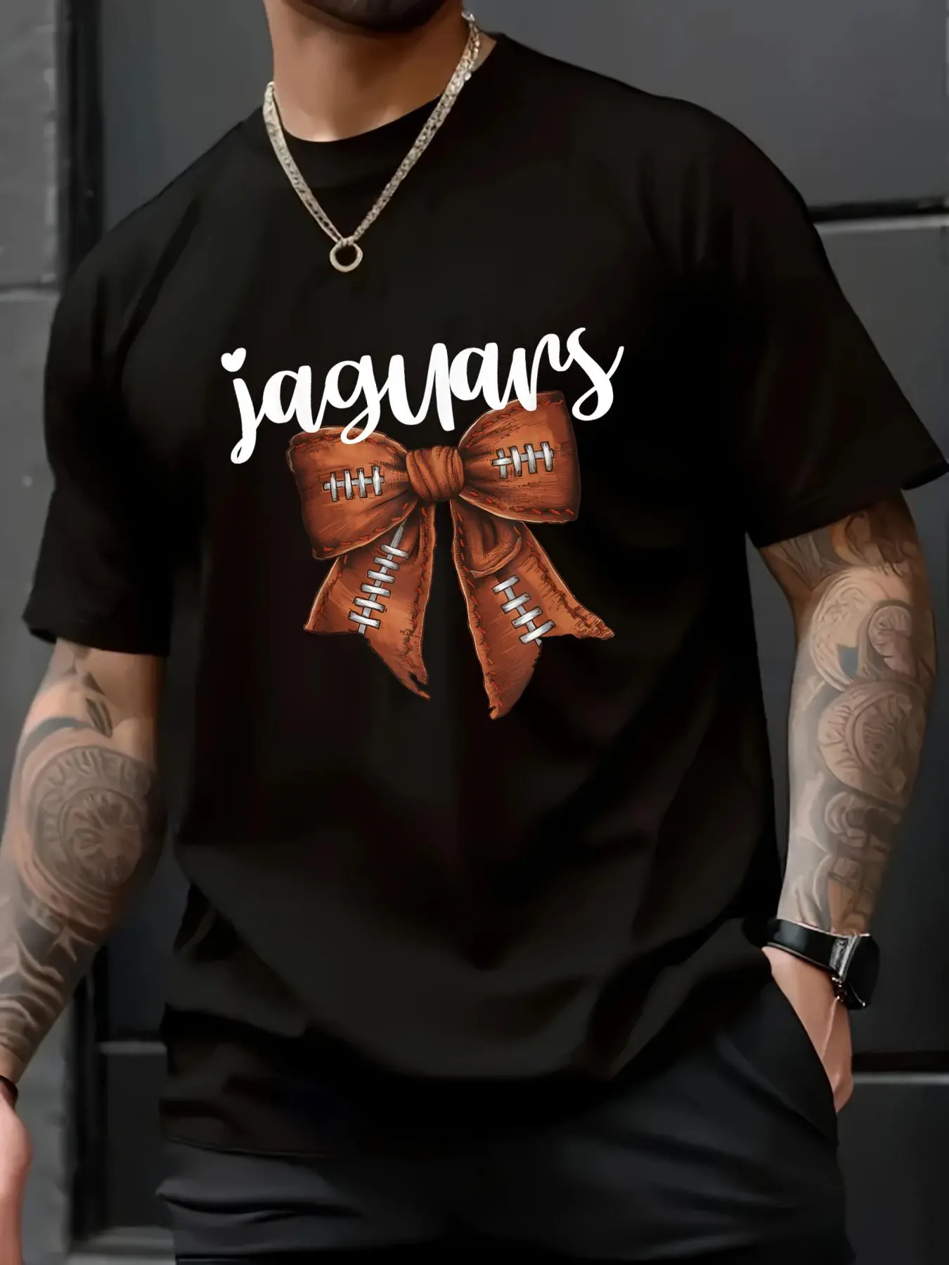 Unisex 100% Cotton Jaguars Football Team Mascot Short-Sleeve Casual Classic T-Shirt - School Spirit, Game Night, Limited Edition, Fun Gift Idea, Men's Top, Tshirt, Shortsleeve, Loose, Menswear, Round Neck, Soft, Stylish