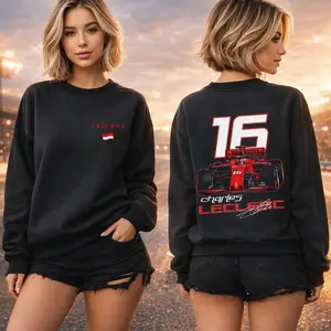 Charles Leclerc Signature 2-Sides Sweatshirt, Leclerc 16 Retro 90s Graphic Wash Tee, Autograph Hoodies, Gift For Racing Fans