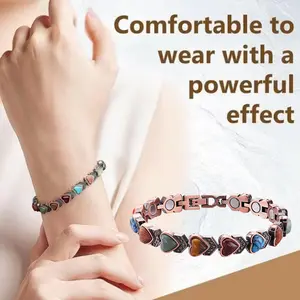 Retro Copper Magnetic Bracelet for Women - Hypoallergenic Multi-Gemstone Link - Anxiety Relief & Fashion Accessory Gift-Halloween & Christmas gift Trendy Jewelry bracelets bracelets for women gifts for couples