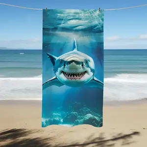 Travel  Deep Sea Shark Pattern Microfiber Beach  Camping Blanket Ideal Gift for Shark Lovers tea custom towels large