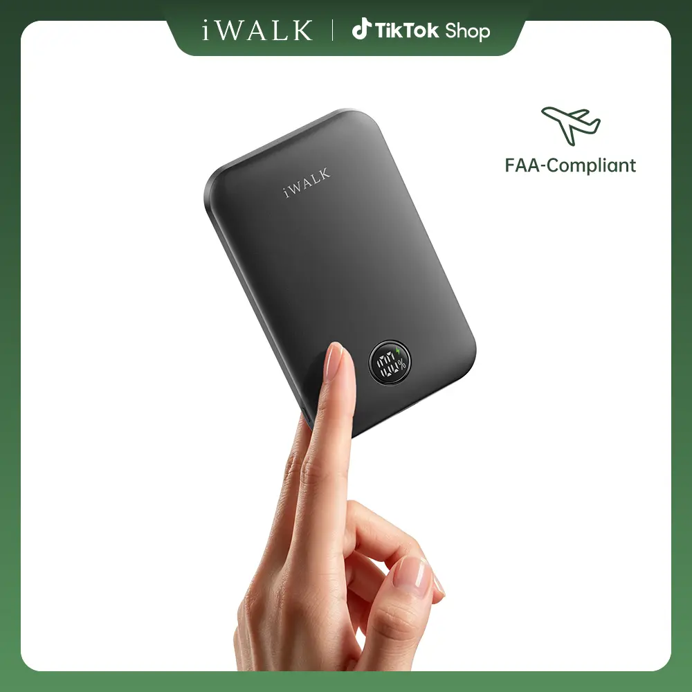 iWALK 5000mAh Magnetic Wireless Power Bank - 0.5in Ultra Slim 18W PD Fast Charging Electronic Accessory, Pink, Smart LED Screen, Travel-Friendly, USB-C Cable, for Cellphone Digital Devices summerwins,summerwins
