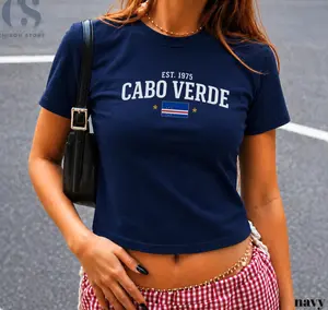 Cabo Verde Flag baby tee West African Island Pride, Cotton Tee
