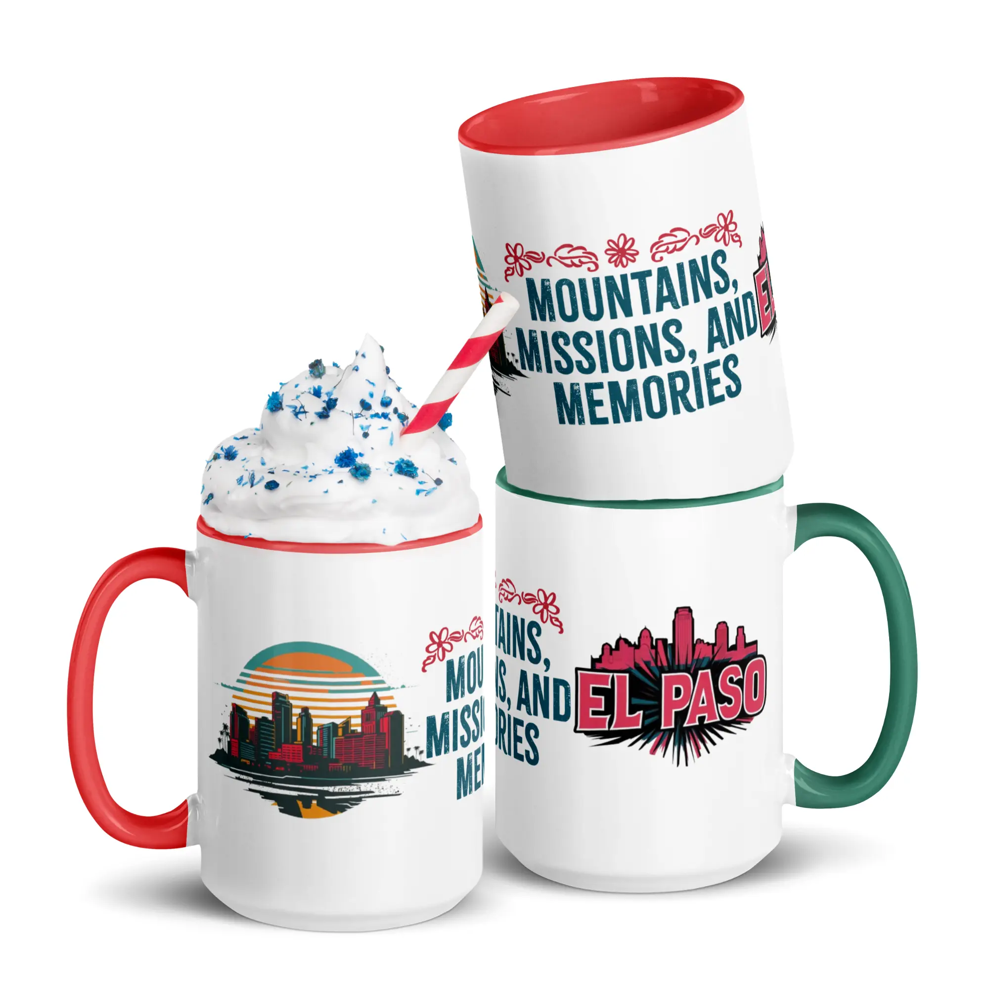 Customised El Paso Skyline Design Black Ceramic Mug with Handle - Texas Souvenir Drinkware, Perfect Gift for Texas Lovers, 11Oz