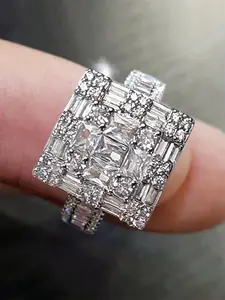 1 PC Luxury Cubic Zirconia Statement Ring For Women For Wedding Engagement Party Jewelry Valentine's Day Gift Cubic Zirconia Rings