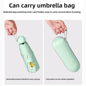 8-bone  ultra-light capsule umbrella thickened vinyl sunscreen umbrella folding mini pocket umbrella