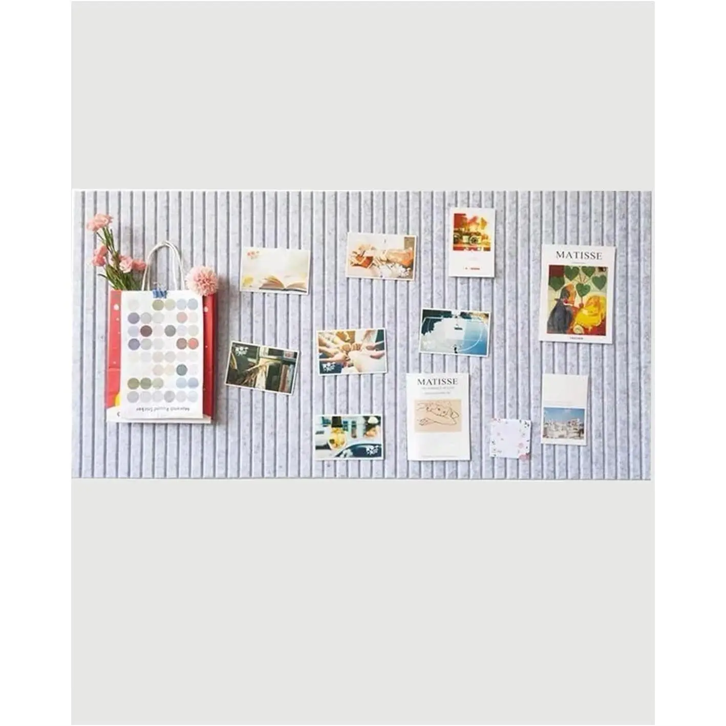 24 x 16" Large Bulletin Board, Decorative Felt Pin Board, 0.35" Thick Foldable Photo Display Board with Self-Adhesive Tape, Vision Board for School Home Kitchen Office Walls/Sliver Grey