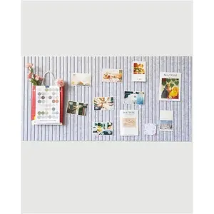 24 x 16" Large Bulletin Board, Decorative Felt Pin Board, 0.35" Thick Foldable Photo Display Board with Self-Adhesive Tape, Vision Board for School Home Kitchen Office Walls/Sliver Grey