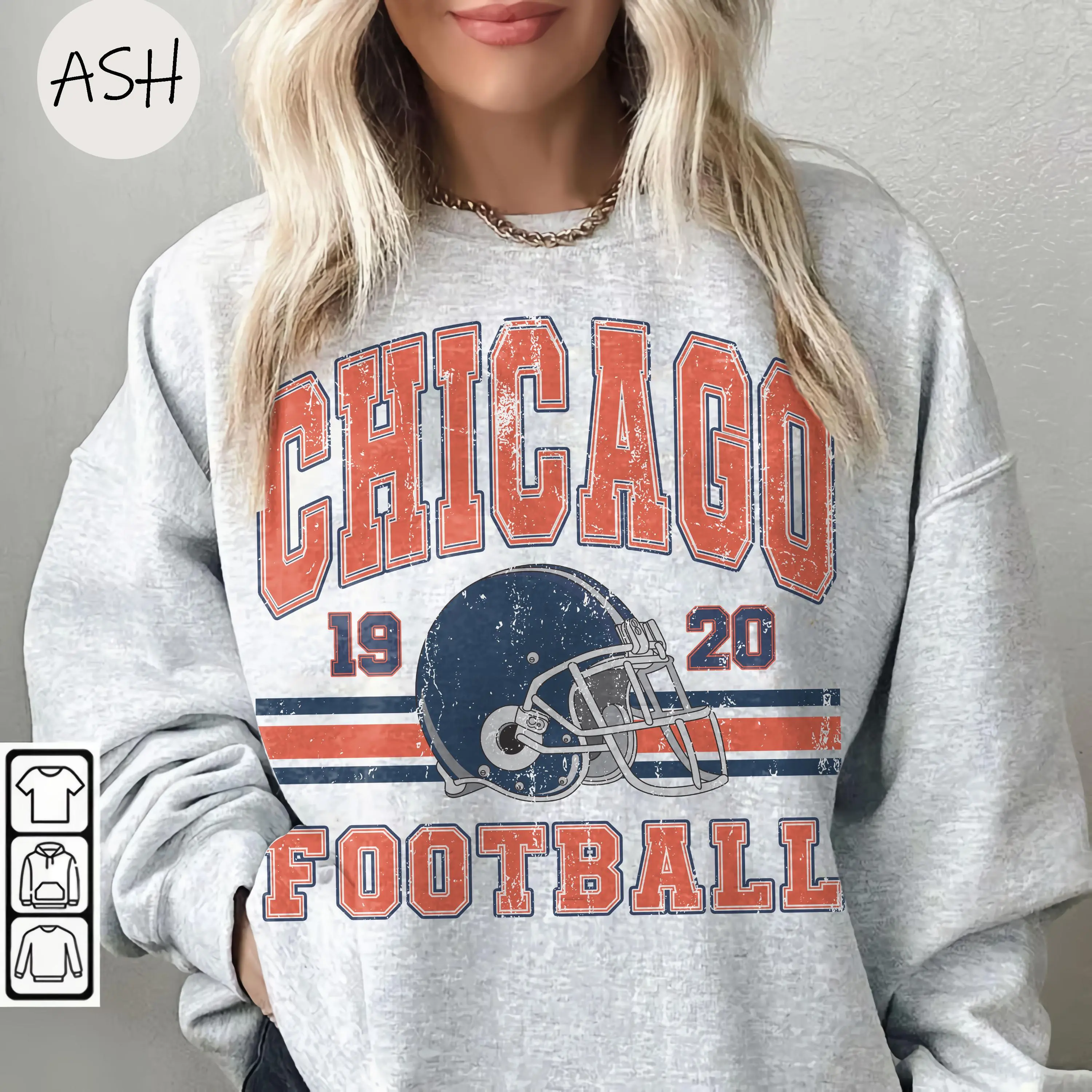 [SALE UP TO 45%] Vintage 90s Style Chicago Football Sweatshirt, Game Day Shirt, Chicago Team Football Shirt