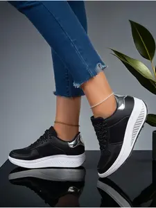 Women's Fashion Chunky Sole Rocker Shoes Thick Soled Sneakers Lace-Up Casual Anti-Slip Perfect for Everyday Wear Outdoor Walking Shoes