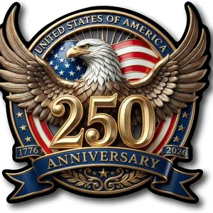 250th Anniversary USA Car Decal, Car Vehicle Decoration, 3D Patriotic Bald Eagle & American Flag Design, UV Resistant Waterproof Vinyl for Truck, SUV, Windows and Body