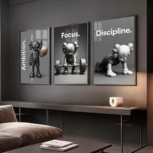 KAWS Poster Set of 3: Hypebeast Wall Art and Minimalist Graffiti Decor - Perfect Digital Download Gift for Art & Sneaker Lovers