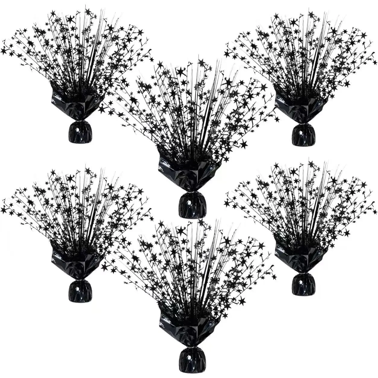 6-Pack Modern Metallic Starburst Centerpiece Set, Decorative Party Table Decor for Birthday, Wedding Celebrations
