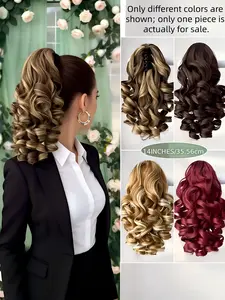 Multi-Color Claw Clip Ponytail Hair Accessory, 14 Inch Wavy Synthetic Fiber, Heat Resistant, Daily Use, Fashionable Hairstyle Solution
