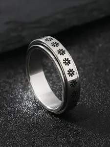 Fashion Flower Design Rotatable Ring, Stainless Steel Ring for Women & Men, Elegant Casual Ring, Casual Jewelry for Party, Daily Clothing Decor, Trendy All-match & Exquisite Jewelry for Birthday Gift, Fashionable Jewelry, Jewelry Rings