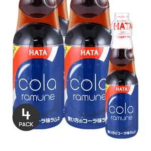 4 Pack HATAKOSEN Ramune Soda Cola Flavor 6.76 fl oz - Japanese Marble Soda, Refreshing Drink