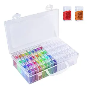 Clear Diamond Art Painting Tool Storage Box, 32/42/48/64 Grids DIY Diamond Art Painting Tools Bead Storage Box, Transparent Box Accessories