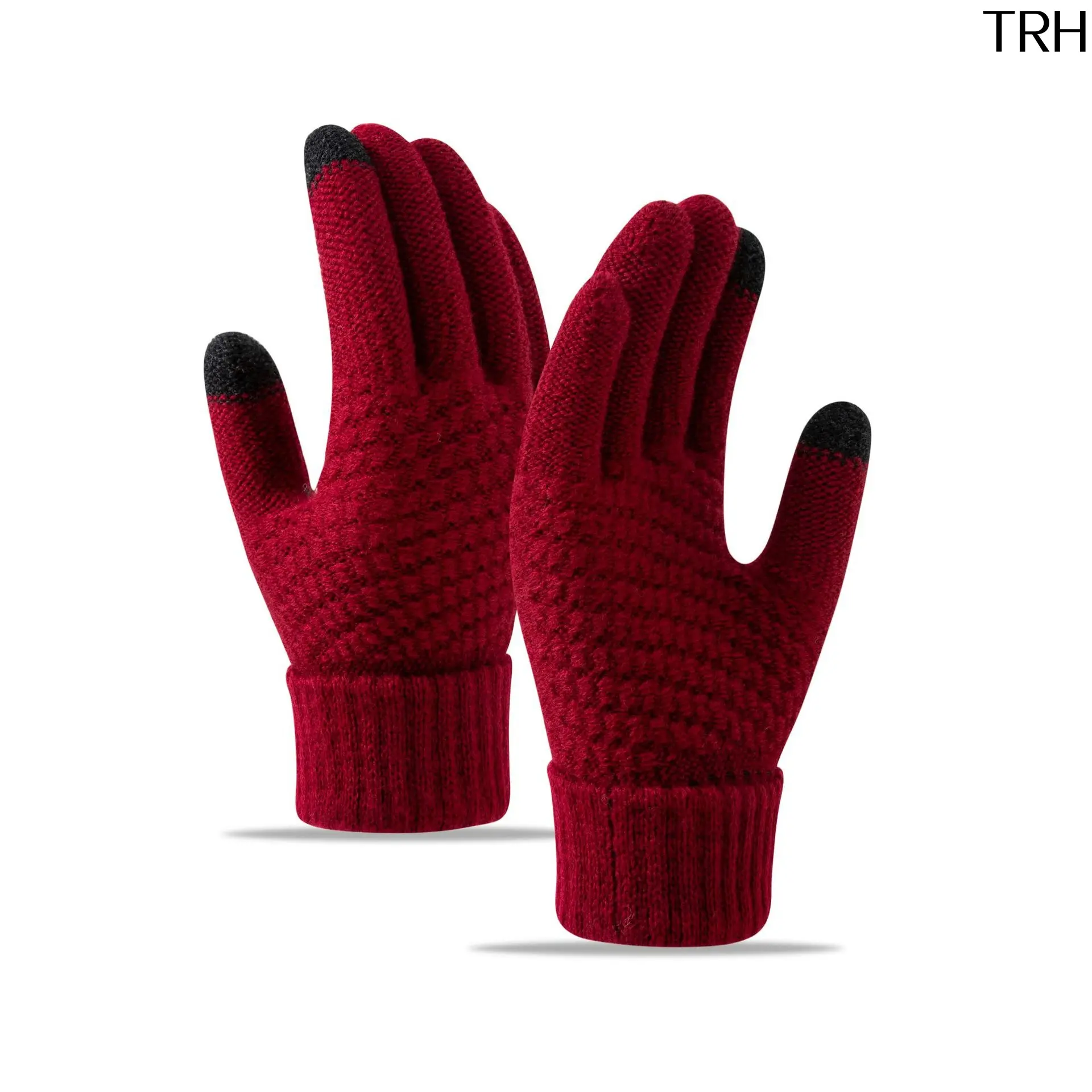 Unisex Fleece-Lined Touch Screen Knit Winter Gloves - Wool, Thick Thermal, Windproof Hand Warmers for Outdoor Cycling, Driving, Keep Warm