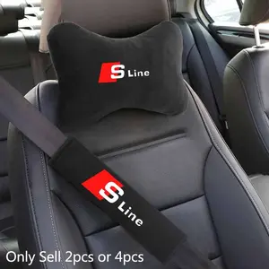 Car Seat Headrest Rest Neck Pillow Cushion Seat Belt Shoulder Pad For Audi Sline A3 A4 A6 A5 Q5 A1 Q7 Q3 Q2 Q8 A7 A8 TT S1 SQ5 Auto Interior Accessories