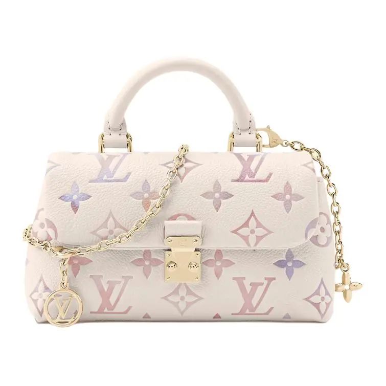 Women's LOUIS VUITTON Madeleine Nano Elegant Minimalist Leather Handbag, Dreamy Purple Watercolor Gradient, Detachable Chain Crossbody Chain Bag, Elegant Minimalist Handbag