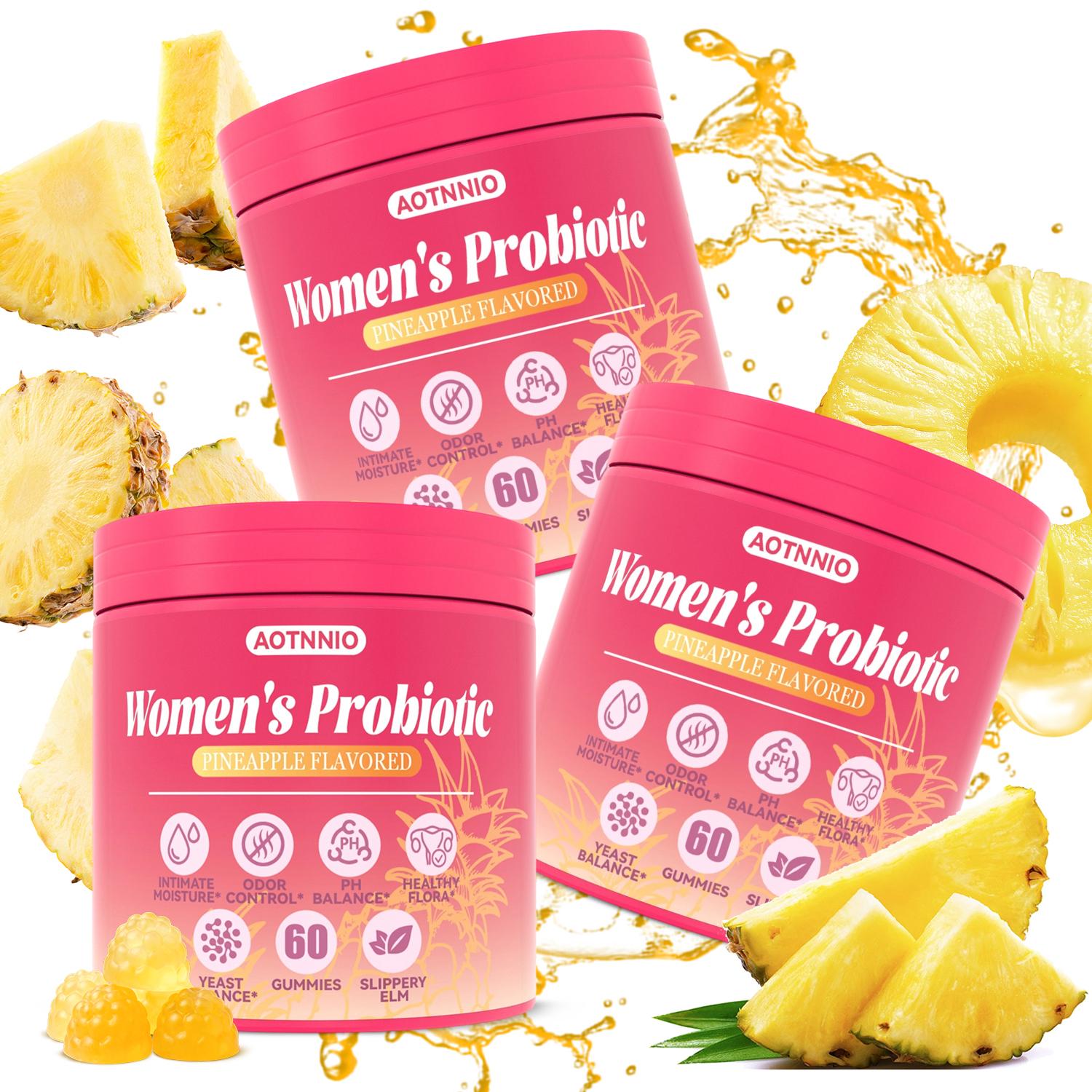 Probiotic Gummies for Women - Balanced pH, Healthy Odor, Yeast Balance &  Flora Support, Vitamin C for Immune Health & Immune Defense - Vegan, Gluten-Free, Tasty Hawaiian Pineapple - 60 Count