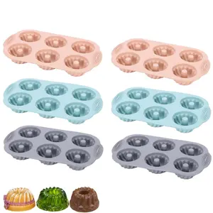 6 pcs 6-cavity cake silicone mold, soft and non stick Muffin cup baking mold cake baking tray, suitable for mini cakes, Muffin, cupcakes&jelly, oven suitable for easy cleaning