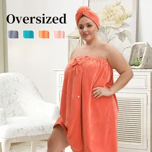 Adjustable Bathrobe & Princess Hair Towel Set 80*160cm /80*210cm (2 sizes available), Super Absorbent Thick Towel Material, Home Travel Sauna Spa Use, Large Bath Towels