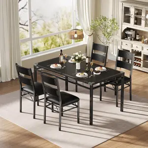YJ-Garvee Modern and Retro Dining Table Sets with Upholstered Chairs, Sturdy Metal Legs, Corner Protectors, Space-Saving Designs for Apartments, Breakfast Nooks, Small Dining Rooms, Various Sizes and Colors
