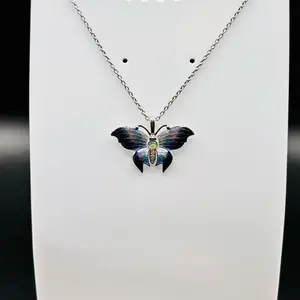 Nicole Barr Green Plique-A-Jour Necklace. Sterling Silver-Opal