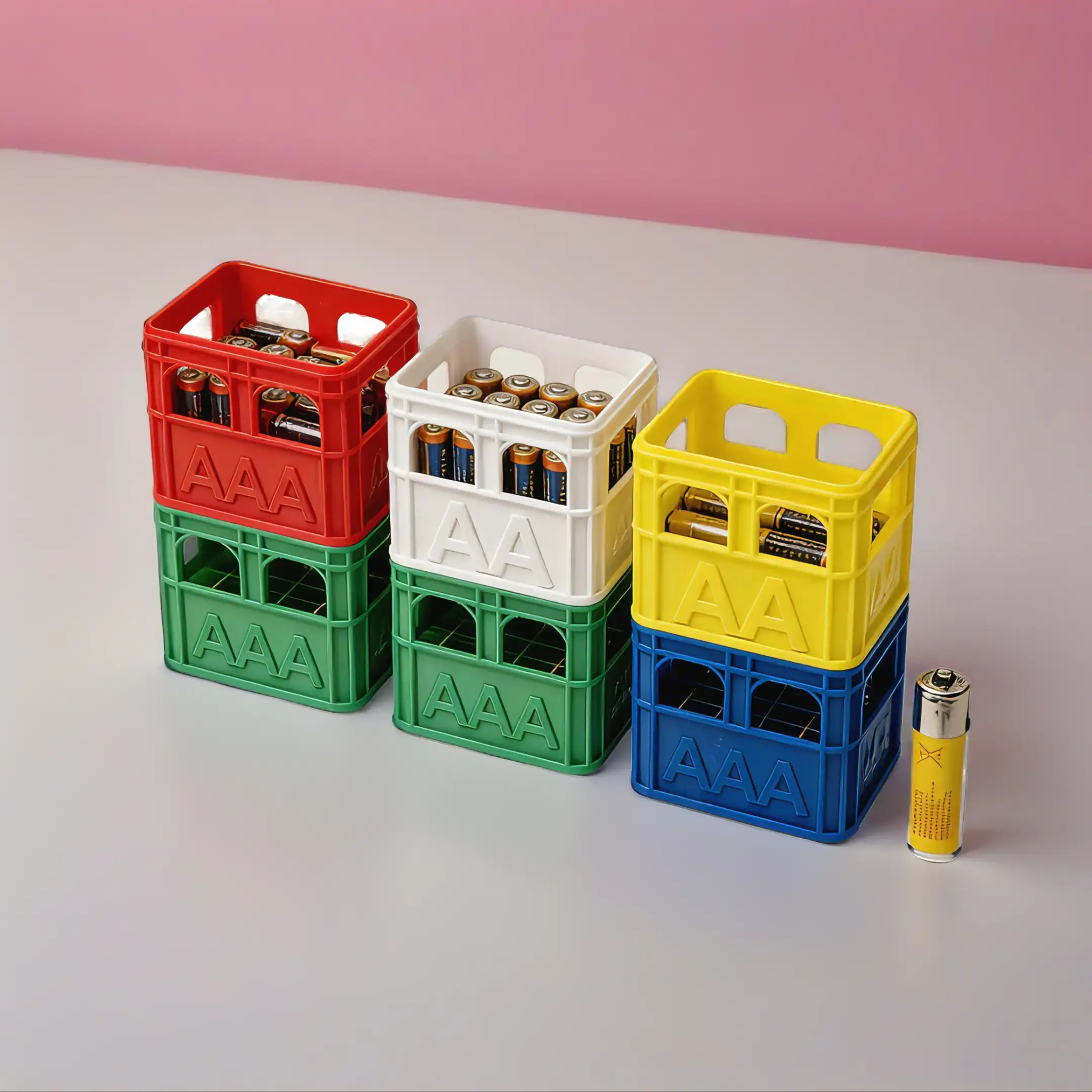 2Pcs AAA/AA Battery Storage Box Set, Large Capacity Storage Box, 20/12 Grid, Durable Plastic Organizing Box, Battery Storage Solution, Decorative Battery Box, Stackable Design, Battery Free, Battery Storage Organizing Box
