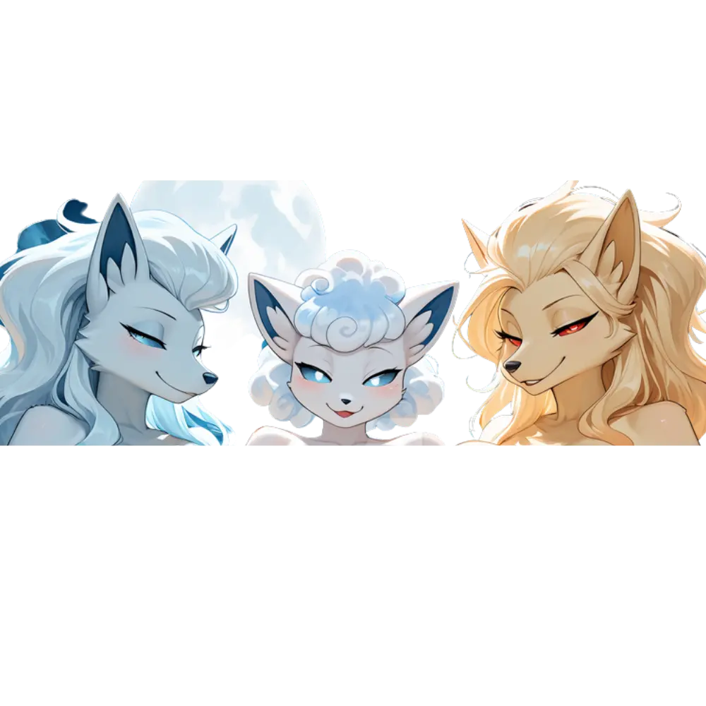 Arctic Fox Spirit Trio Vinyl Sticker, Magical Fantasy Creature Art, Snowy Mystic Aesthetic Design, Glossy Finish, Laptop Car Water Bottle Decor