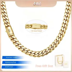 14K gold-plated Cuban necklace or bracelet Brand new The latest electroplating gold-plating process for rust prevention |     Miami hip-hop style fashion items |     The best gift for men and women |     Couples' style |     6mm/8mm/10m