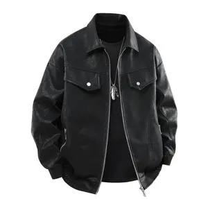 Men's New Motorcycle Jacket, Stylish Leather Coat for Spring & Autumn, Trendy Fashionable Biker Outerwear, High-Quality Leather Jacket