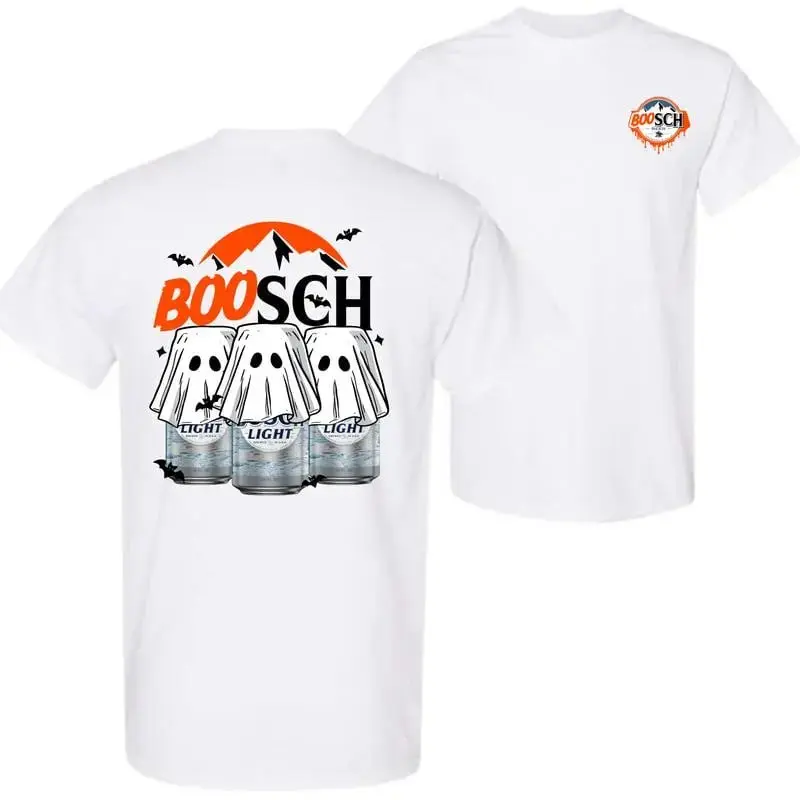 Busch Light Ghost T-Shirt, Boosch Halloween Beer Drinking Tee, Spooky Party Top