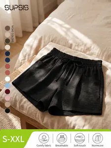 Breezy Summer |Women's Boho Ruffle High Waist Drawstring Breathable Shorts, Fitted Above the Knee Casual Beachwear, Breezy Summer Vacation