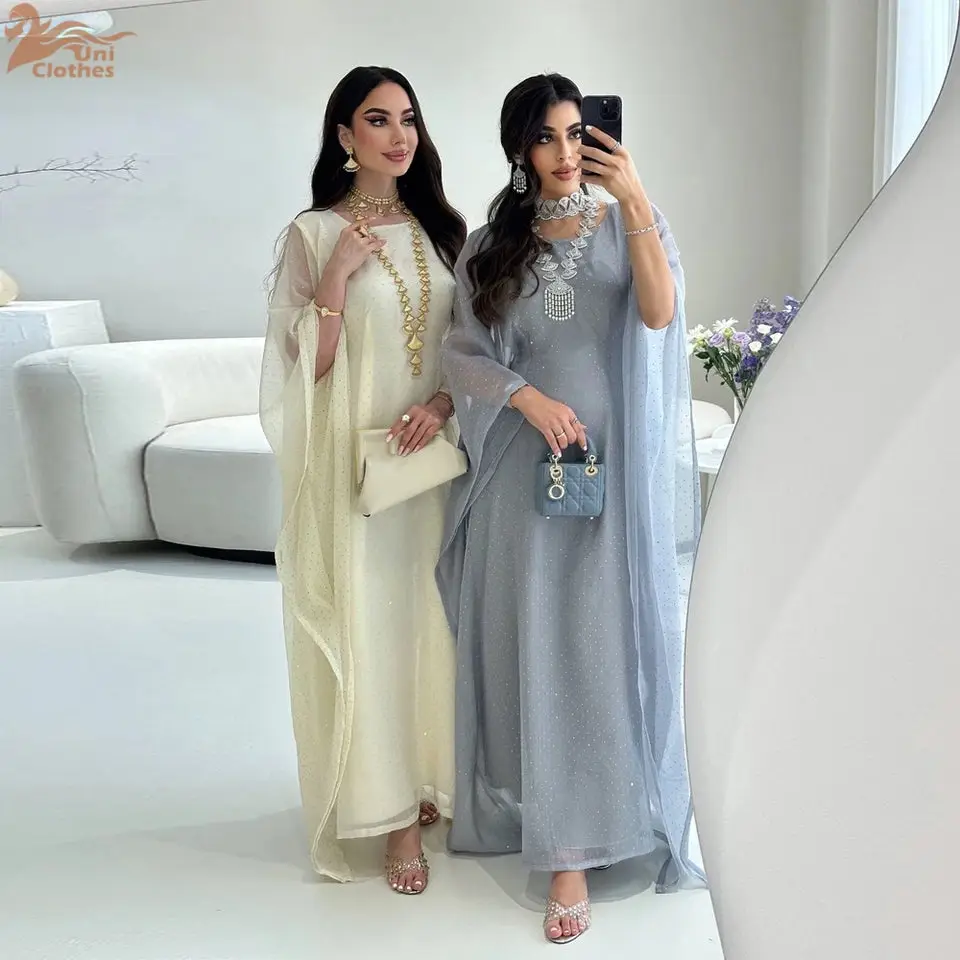 Ramadan Muslim Women Dress Caftan Abaya Ramadan Gown Abayas Islamic Party Bat Sl...